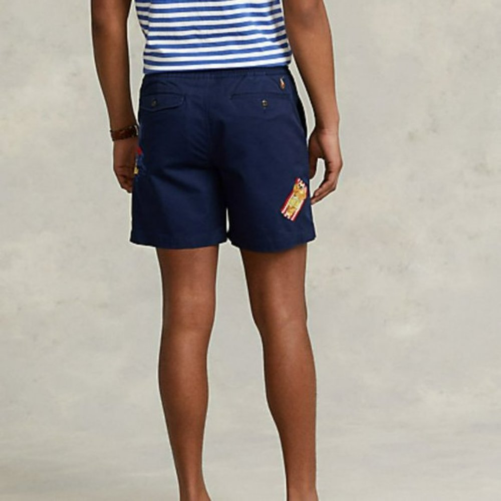 Polo Ralph Lauren Men's Polo Bear 6" Stretch Classic Fit Prepster Shorts Navy - Picture 3 of 6